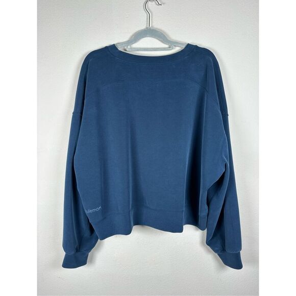 Lululemon Perfectly Oversized Cropped Crew Softstreme Navy Blue Sz 14 (XL) - Picture 2 of 4